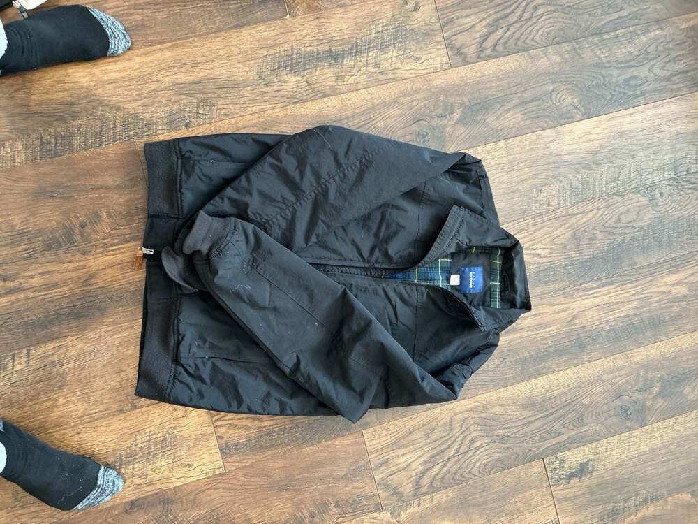 Basic Editions Men's Black Harrington Bomber Jacket Plaid Lined Size S